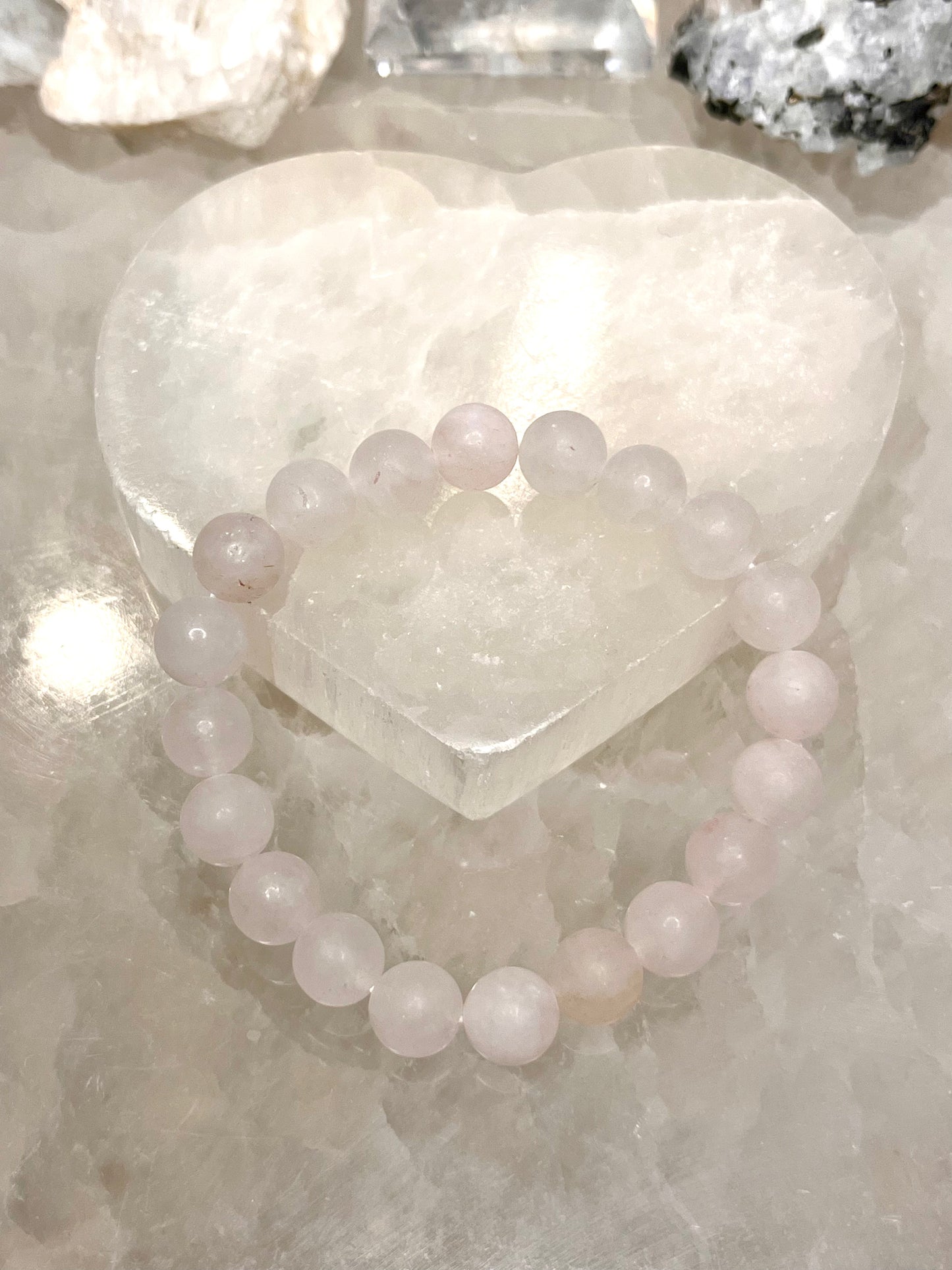 Matte Rose Quartz Crystal Bracelet