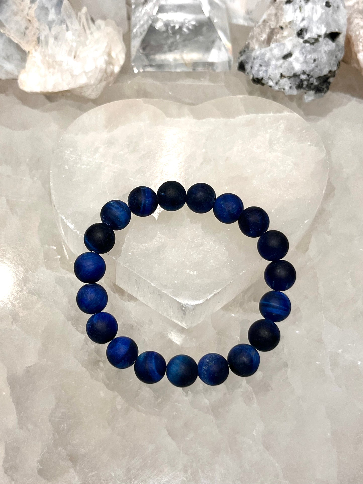 Matte Blue Tiger's Eye Crystal Bracelet
