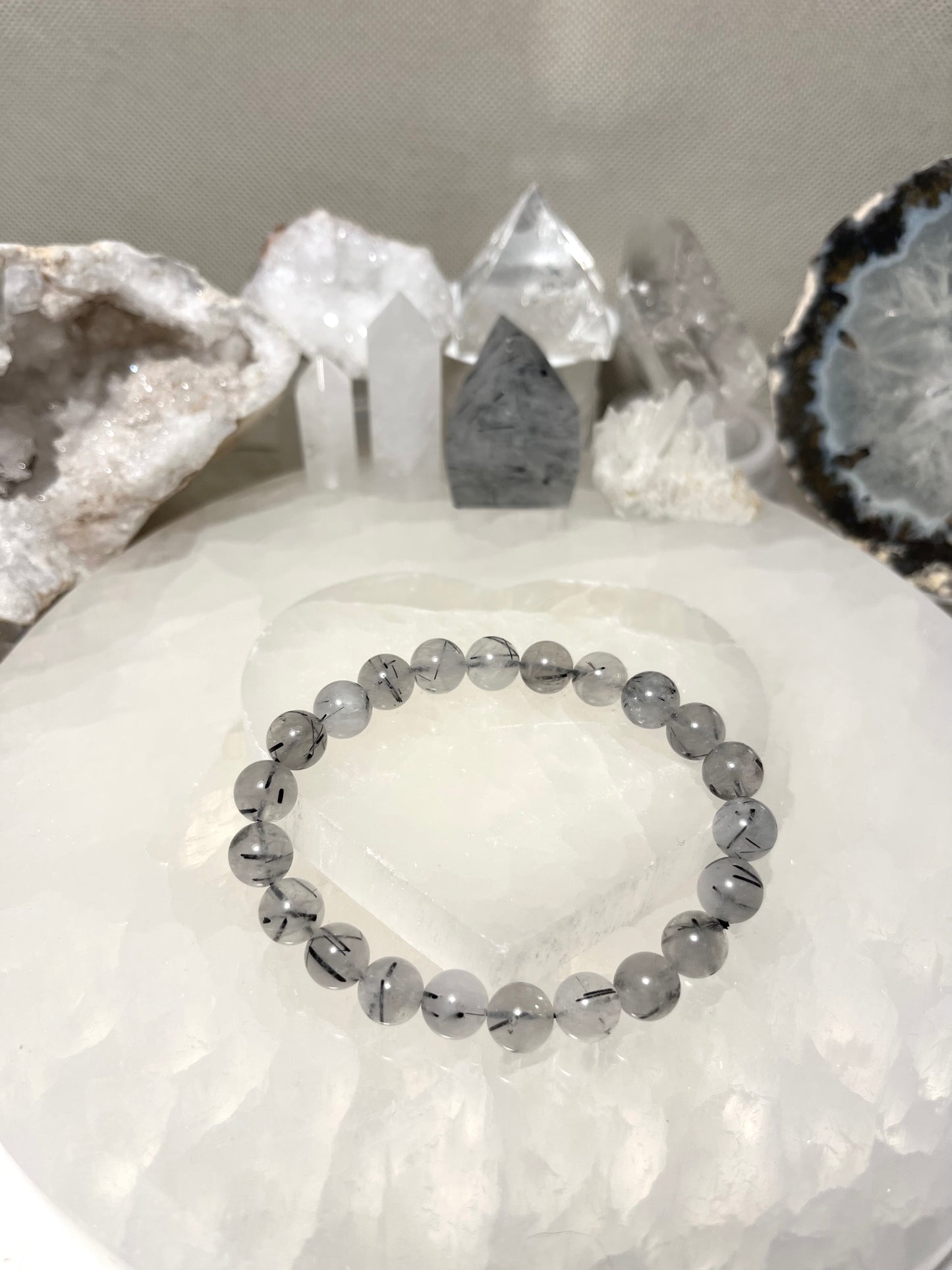 Genuine Tourmaline in Quartz Crystal Bracelet