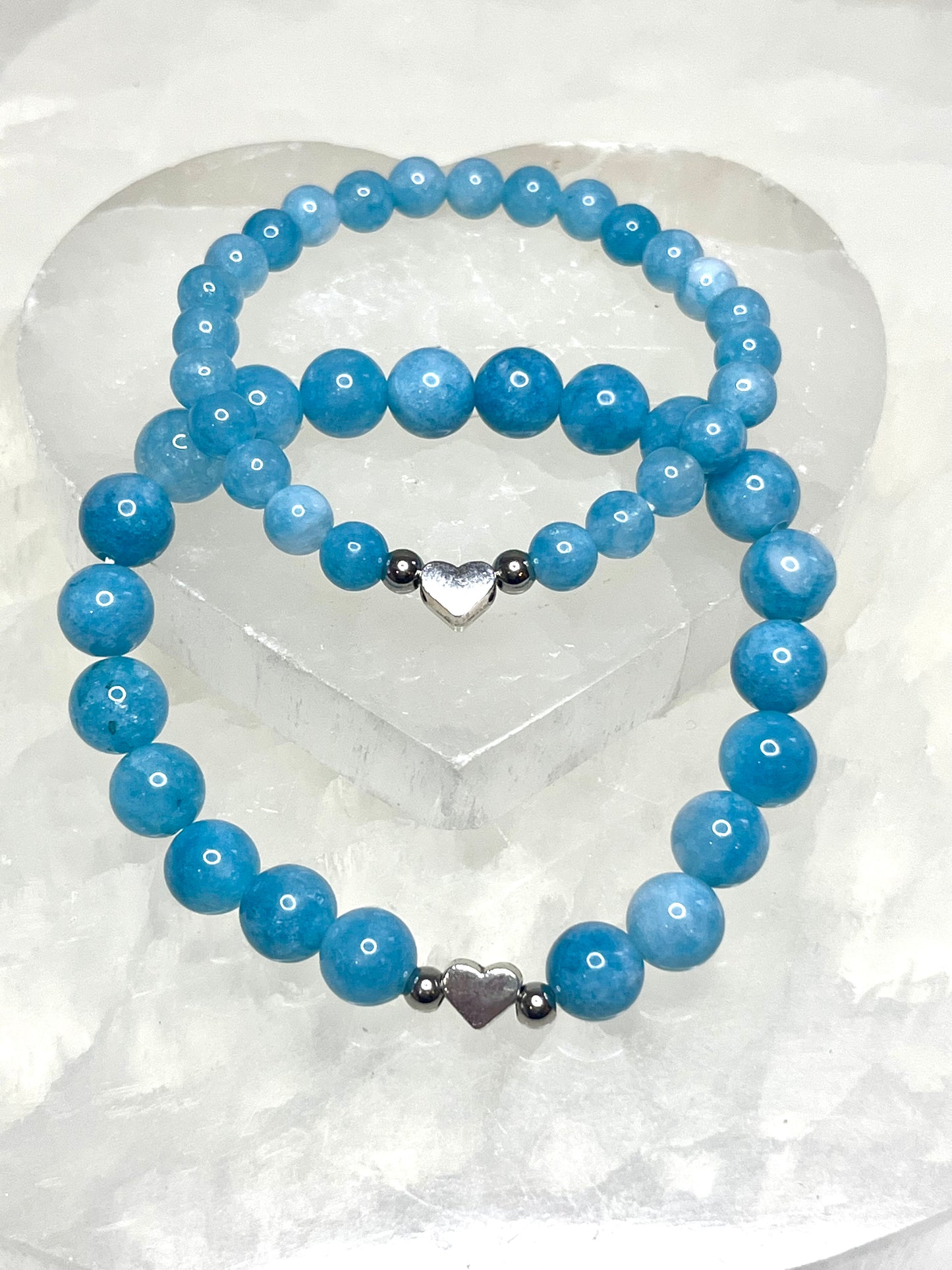 Mom & Me - Blue Chalcedony Crystal Bracelet Set
