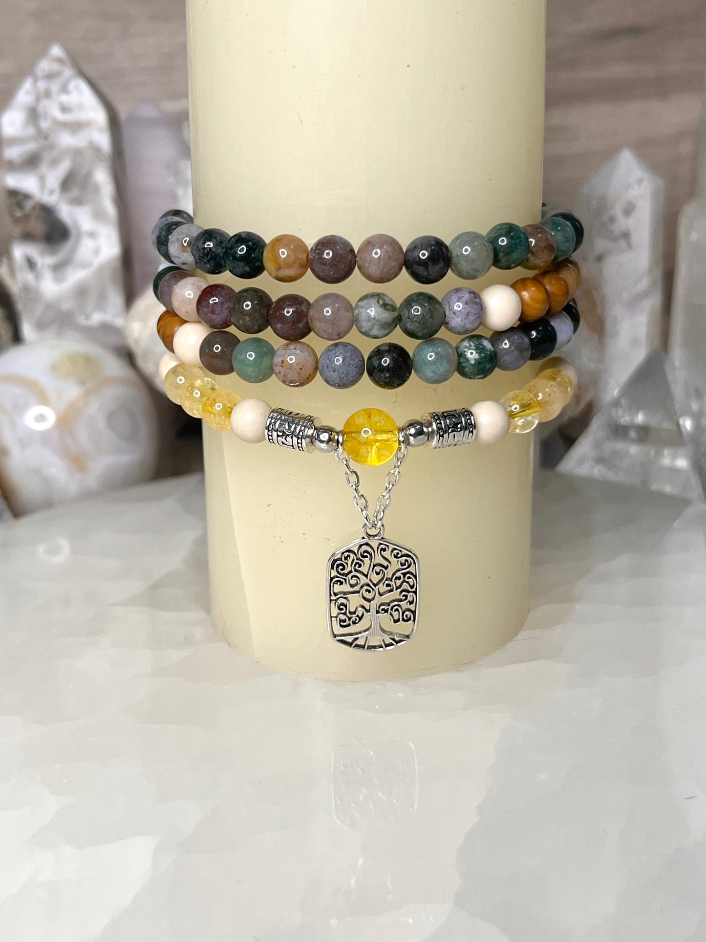 Genuine Mala Beads with Citrine Guru Bead