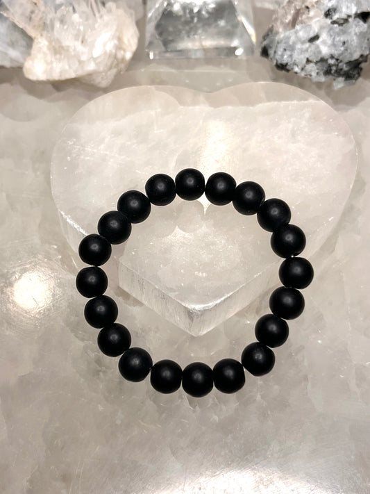 Matte Black Tourmaline Crystal Bracelet