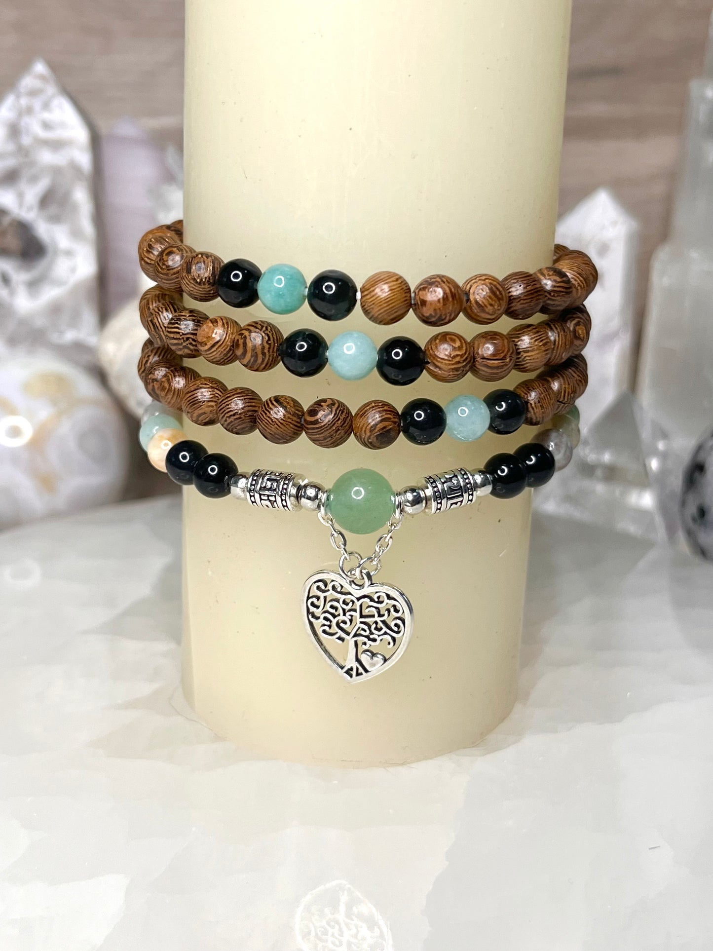 Genuine Mala Beads with Green Aventurine Guru Bead