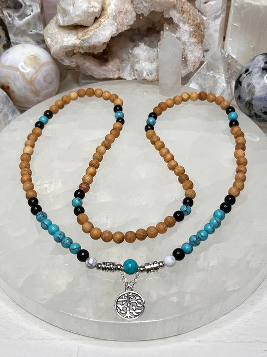 Genuine Mala Beads with Turquoise Guru Bead