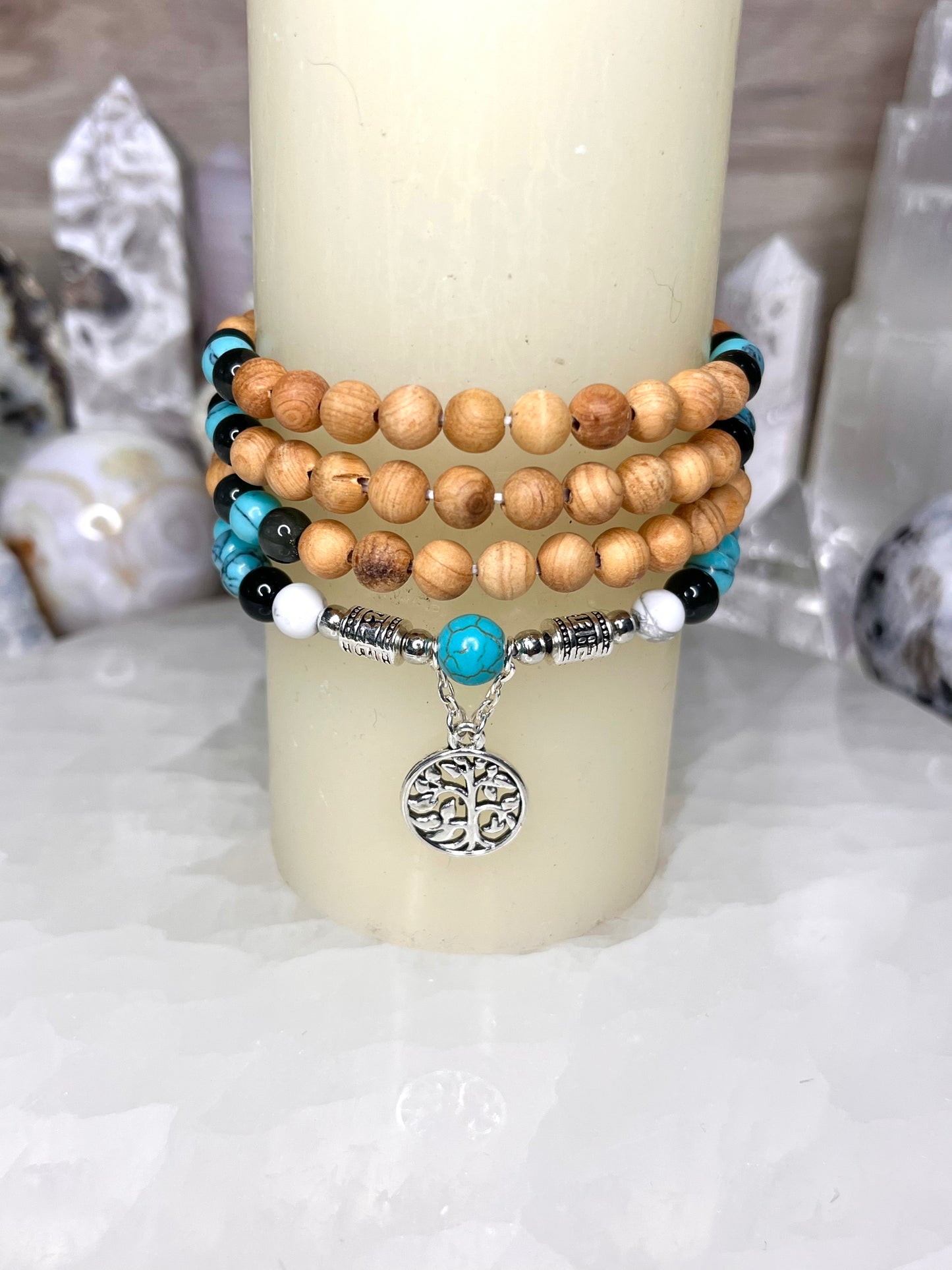 Genuine Mala Beads with Turquoise Guru Bead