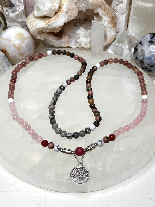 Genuine Mala Beads with Rhodonite Guru Bead