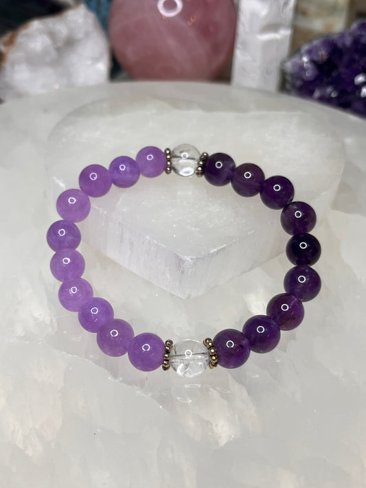 Genuine Amethyst & Lavendar Amethyst Crystal Bracelet