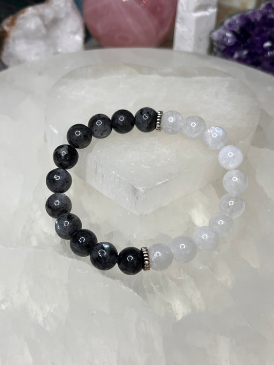 Genuine Labradorite & Moonstone Crystal Bracelet