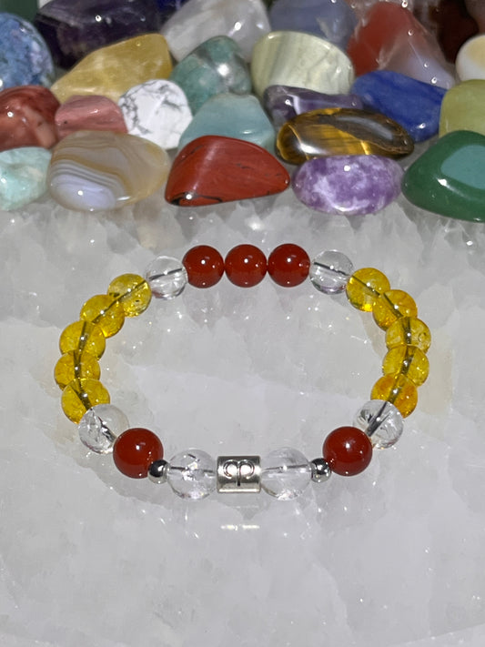 Aries Bracelet - Clear Quartz, Carnelian & Citrine