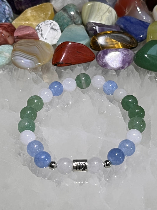 Virgo Bracelet - White Jade, Green Aventurine & Aquamarine