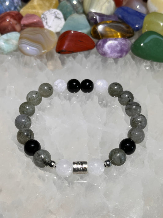 Scorpio Bracelet - Moonstone, Labradorite & Black Onyx