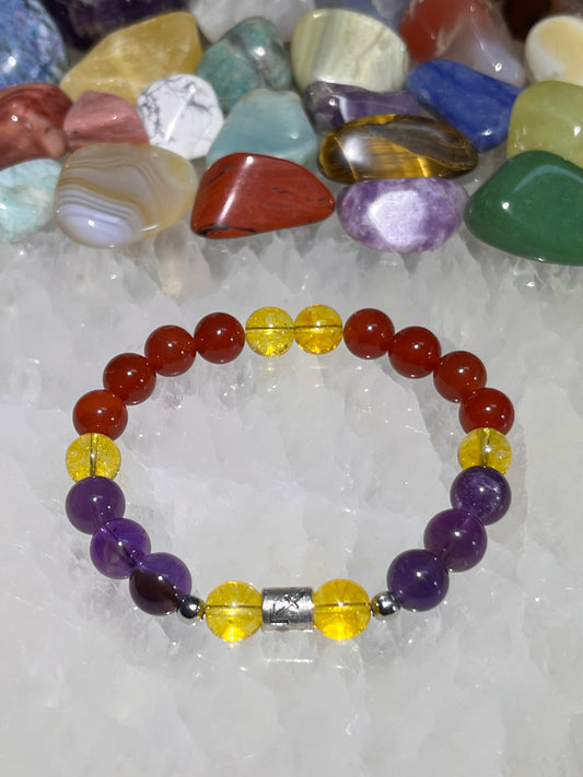 Sagittarius Bracelet - Citrine, Amethyst & Carnelian