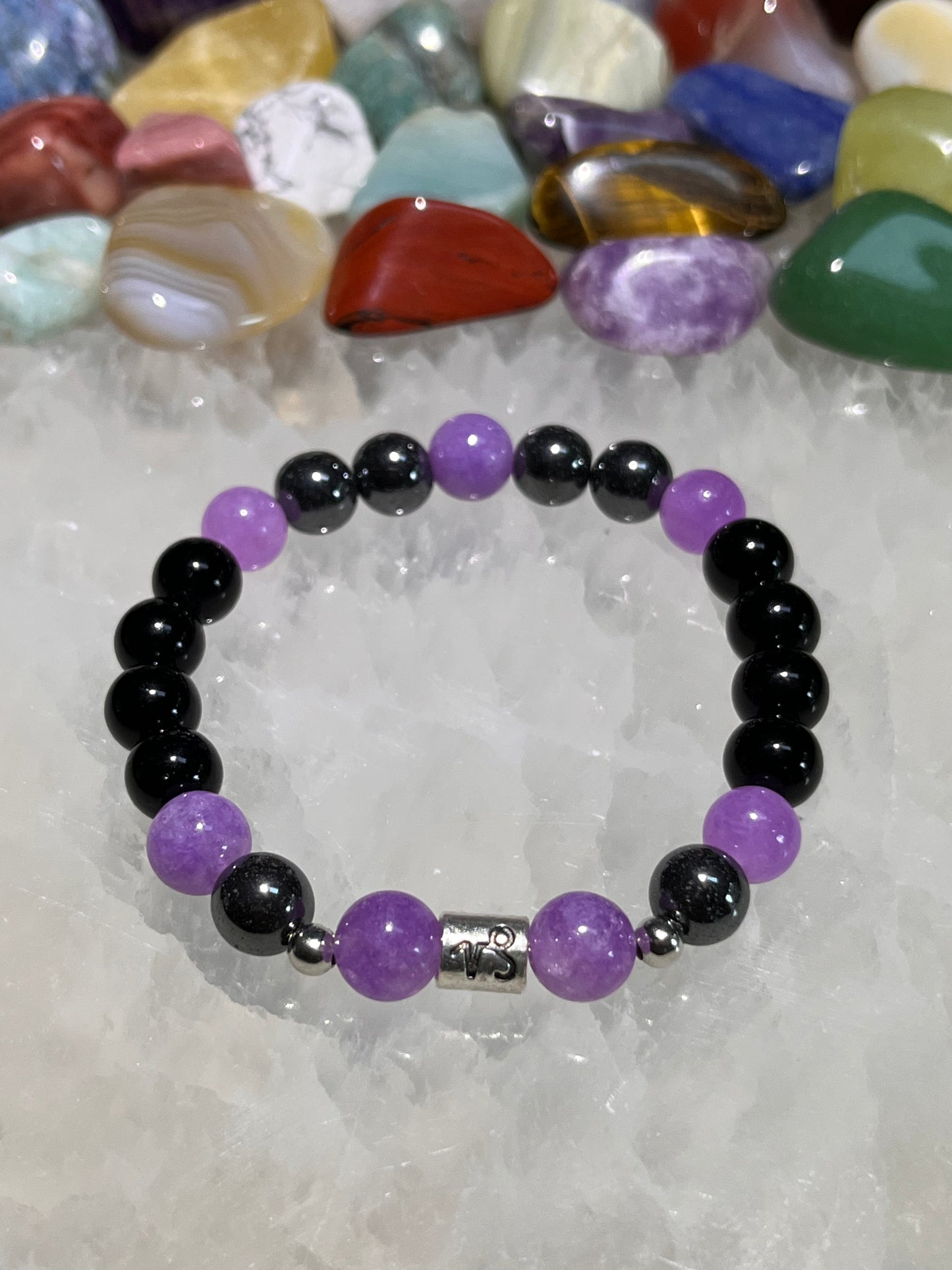 Capricorn Bracelet - Amethyst, Hematite & Black Onyx