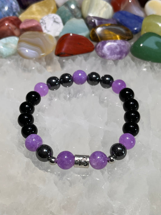 Capricorn Bracelet - Amethyst, Hematite & Black Onyx