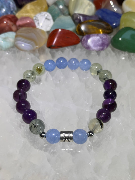 Pisces Bracelet - Aquamarine, Prehnite & Amethyst