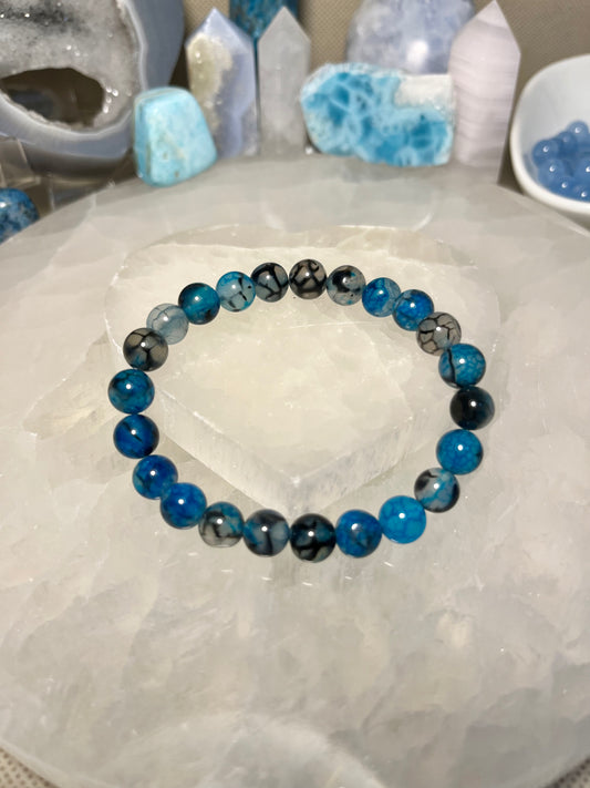Blue Dragon Vein Agate Crystal Bracelet