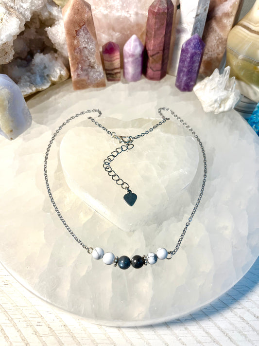 Genuine Howlite and Labradorite Crystal Necklace