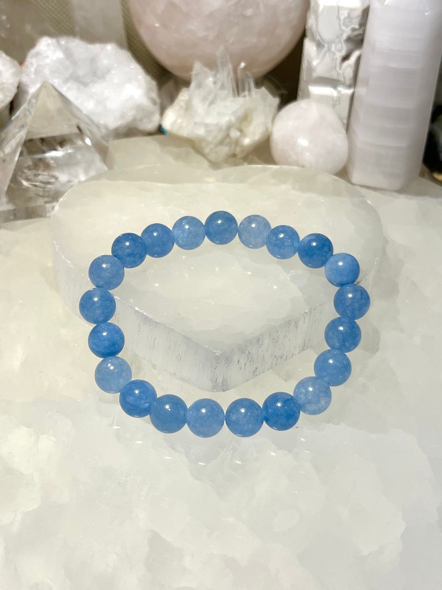 Genuine Blue Chalcedony Crystal Bracelet