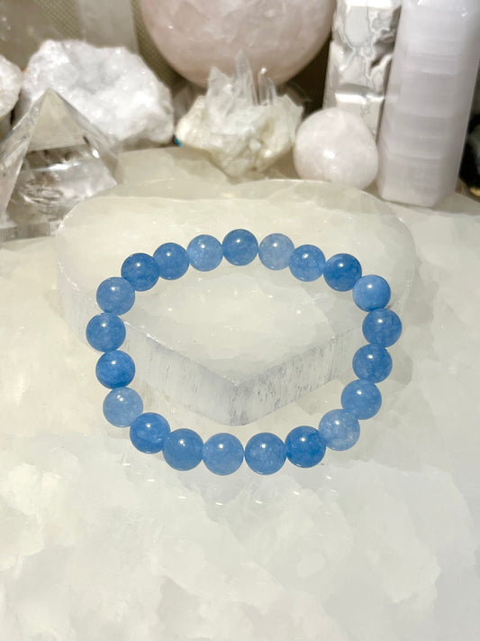 Genuine Blue Chalcedony Crystal Bracelet